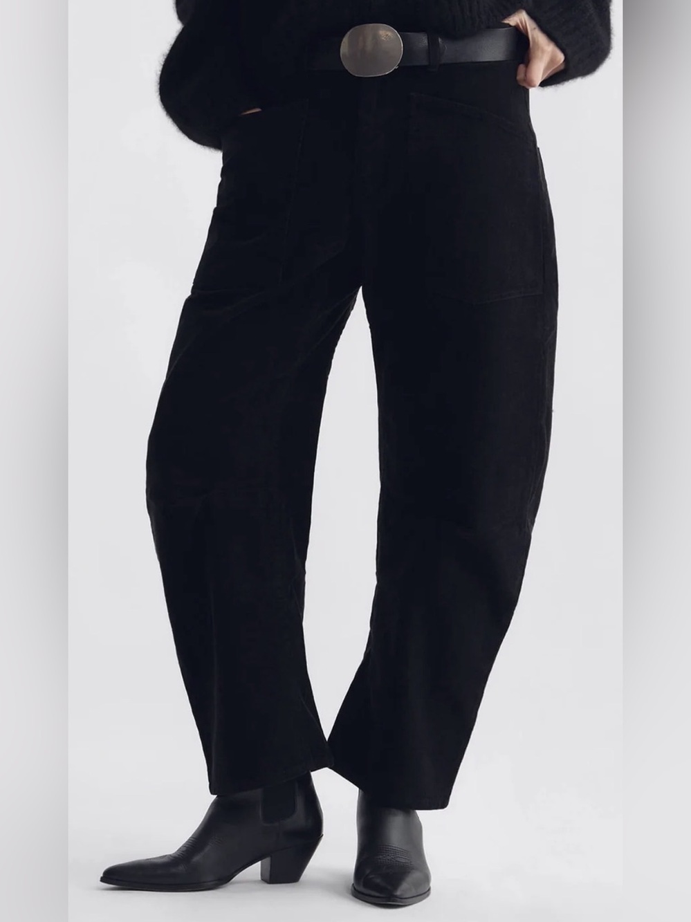 Nili Lotan Shon Pants Womens 0  Black Corduroy High Rise Baggy  USA inseam 26”